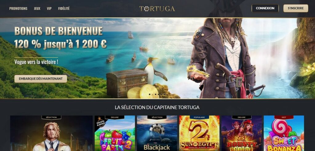 (Image d'interface de Tortuga Casino. Image prise sur Internet)